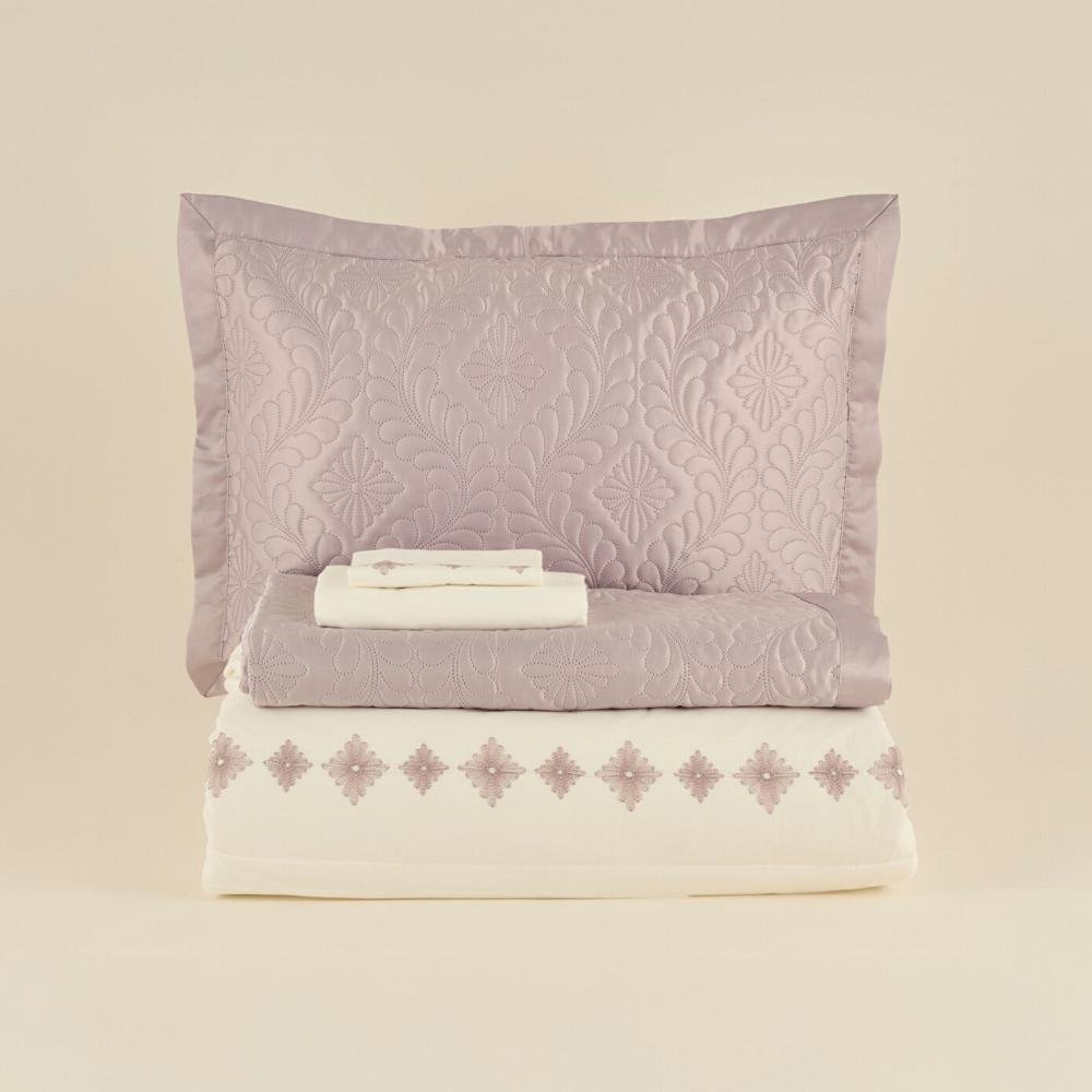 Karaca Home Glory Double 7-Piece 100% Cotton Duet Set - Lavender Elegance, 8680214364888