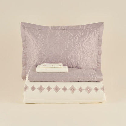 Karaca Home Glory Double 7-Piece 100% Cotton Duet Set - Lavender Elegance, 8680214364888