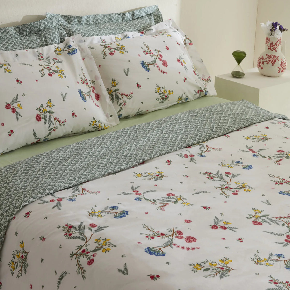 Karaca Home Dina 100% Cotton Double Duvet Cover Set - White Floral, 8680214366424