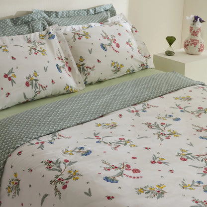 Karaca Home Dina 100% Cotton Double Duvet Cover Set - White Floral, 8680214366424