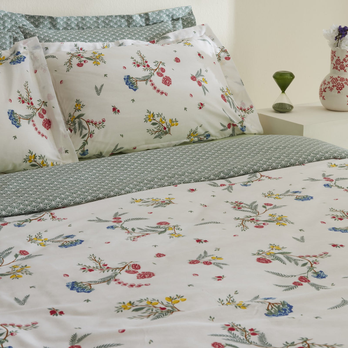 Karaca Home Dina 100% Cotton Double Duvet Cover Set - White Floral, 8680214366424