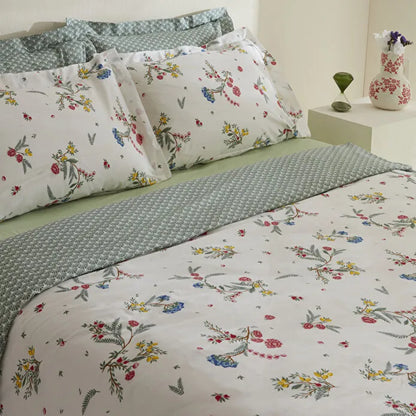 Karaca Home Dina 100% Cotton Double Duvet Cover Set - White Floral, 8680214366424