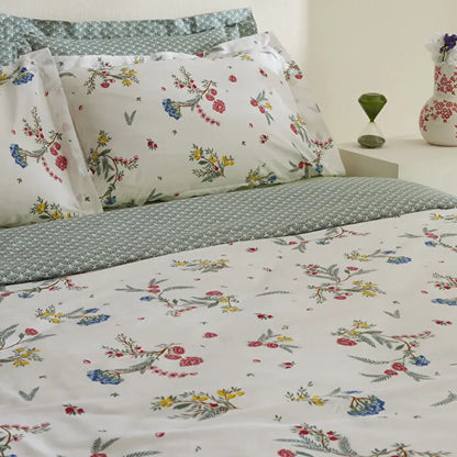 Karaca Home Dina 100% Cotton Double Duvet Cover Set - White Floral, 8680214366424