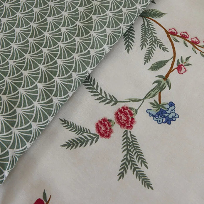 Karaca Home Dina 100% Cotton Double Duvet Cover Set - White Floral, 8680214366424