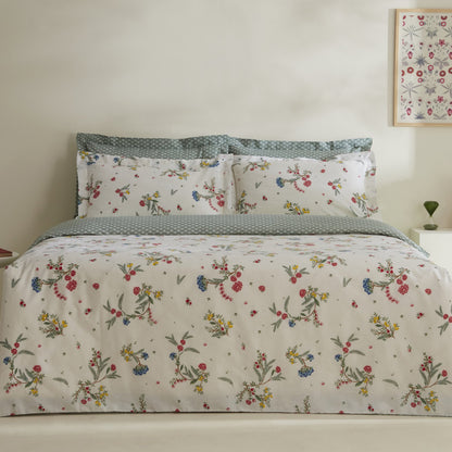 Karaca Home Dina 100% Cotton Double Duvet Cover Set - White Floral, 8680214366424