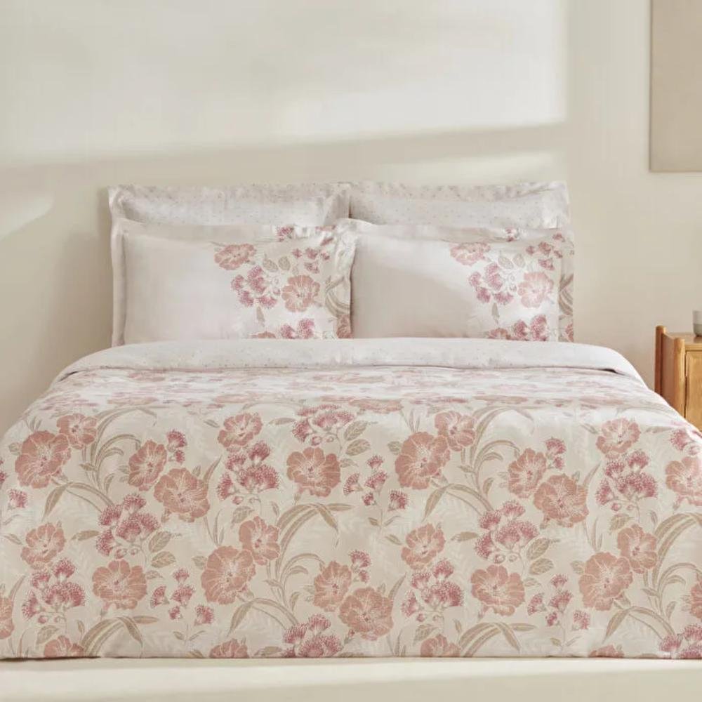 Karaca Home Tinas 100% Cotton Double Duvet Cover Set 200 x 220 cm – Baby Pink, 8680214366578