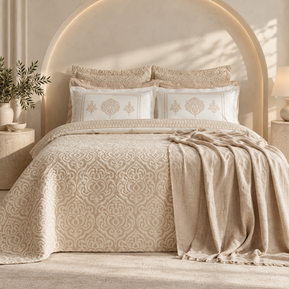 Karaca Home Helen 8-Piece Bridal Set 230 × 240 cm – Luxury Complete Bedding Set, 8680214373385