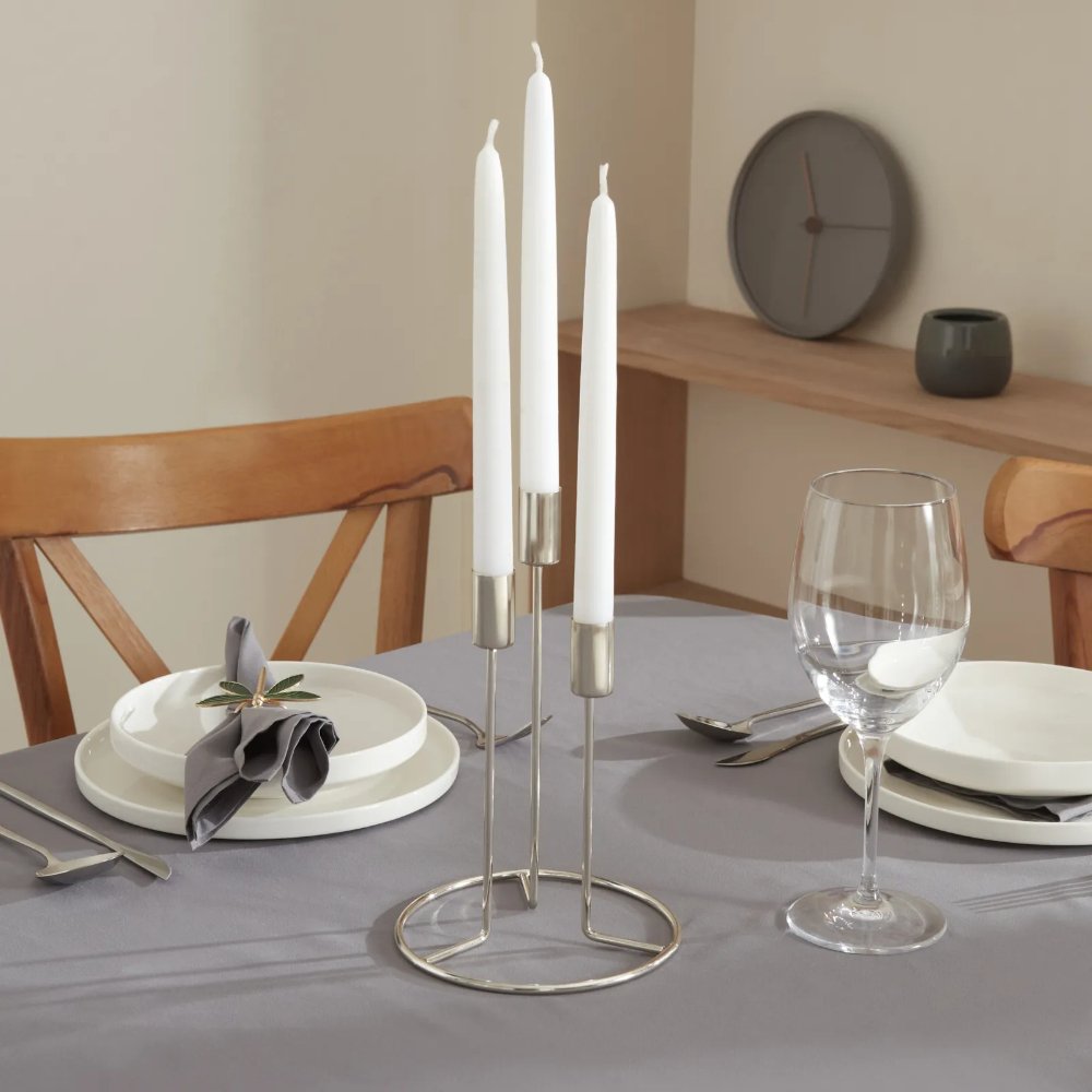 Karaca Home Siela 3-Piece Candlestick Set - Silver, 8680214382653