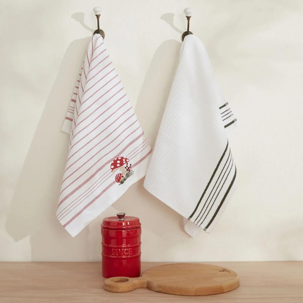 Karaca Home Sweet Mushroom Set of 2 Kitchen Towels, 8680214389249