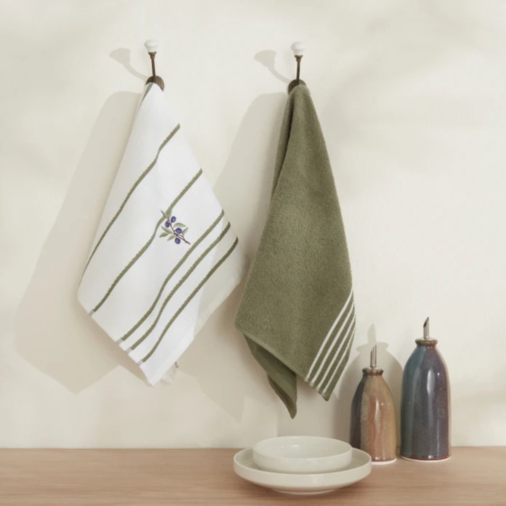Karaca Home Olive Branch 2-Pack Kitchen Towels, 8680214389256