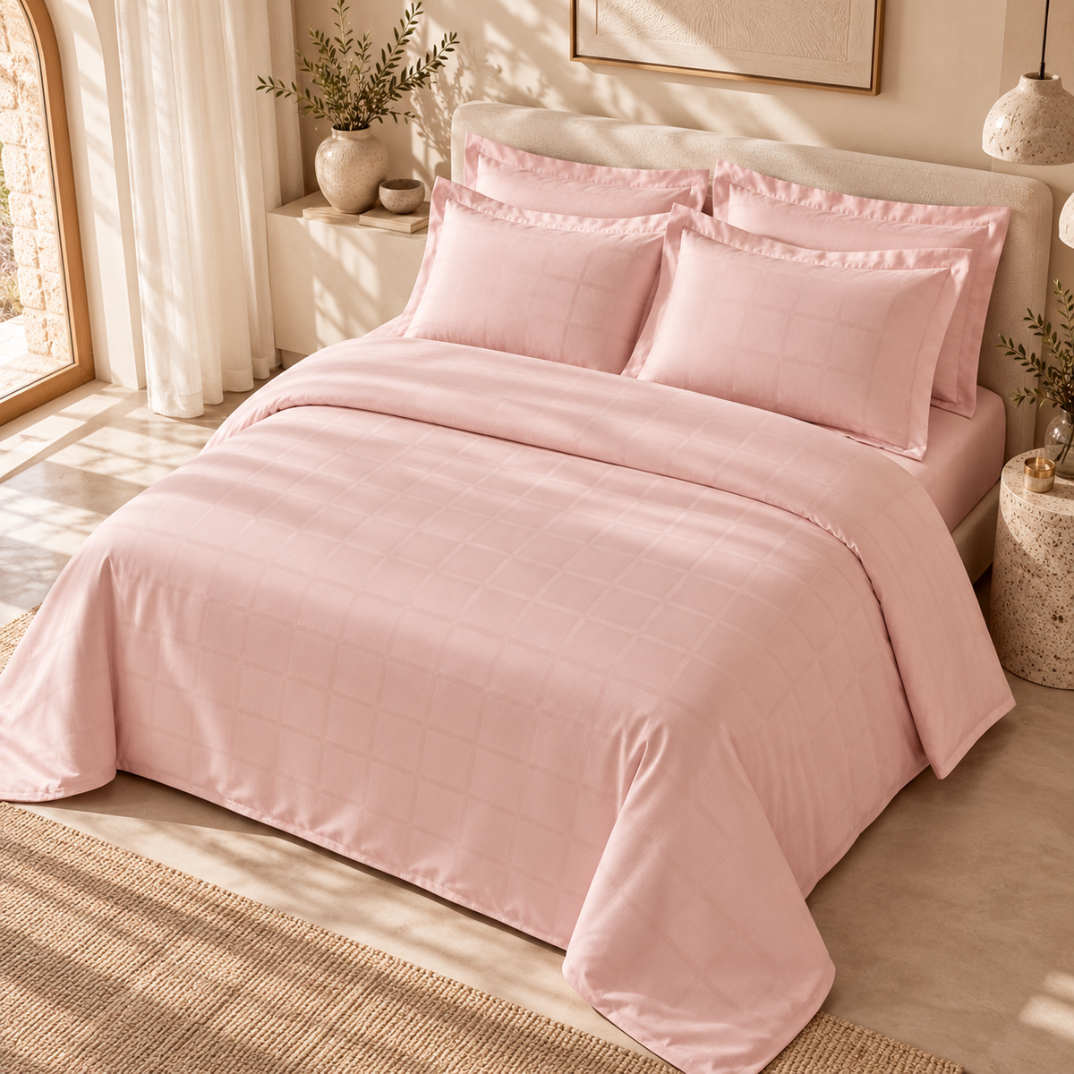 Karaca Home Royale King Size Duvet Cover Set 220 × 240 cm – Powder Pink, 8680214391433