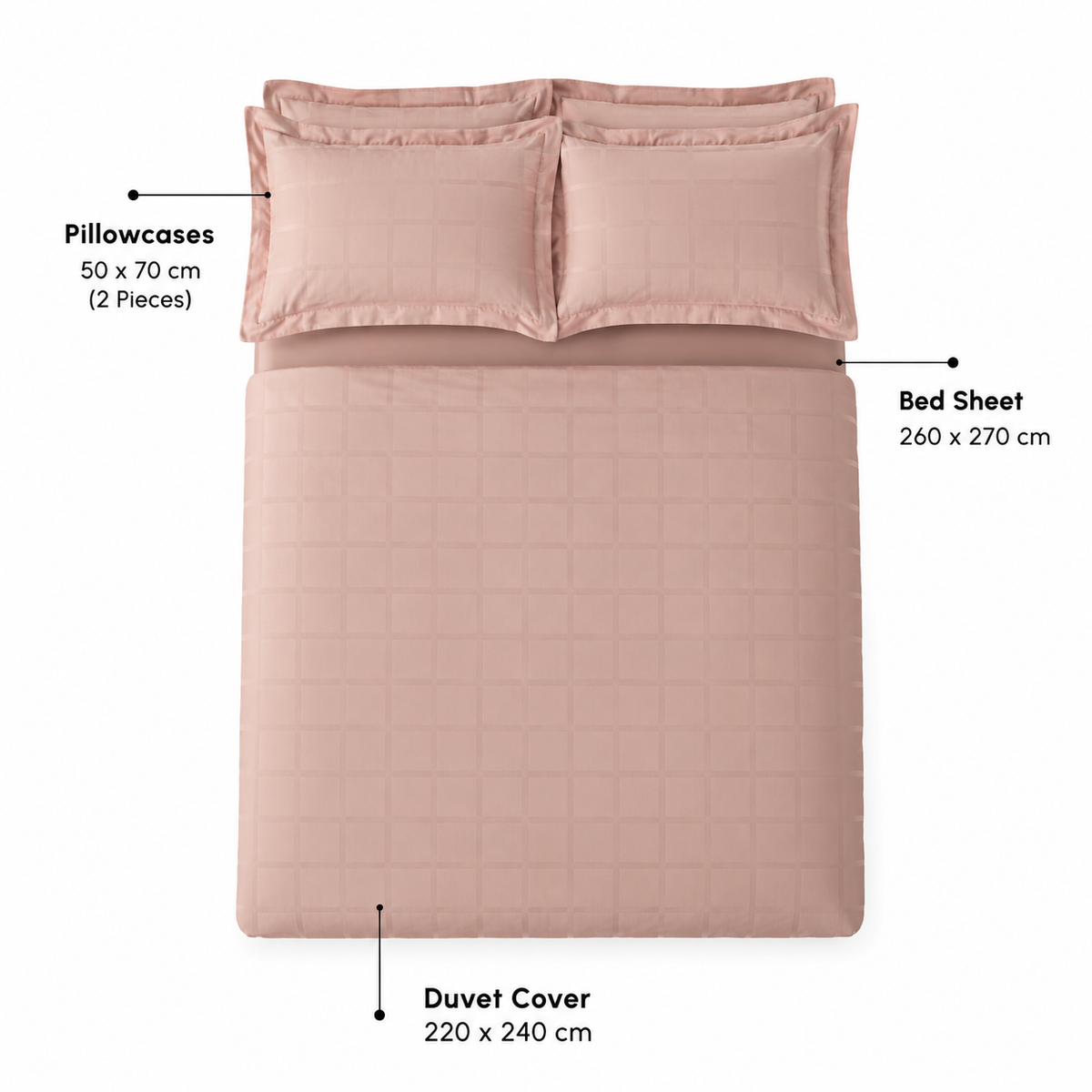Karaca Home Royale King Size Duvet Cover Set 220 × 240 cm – Powder Pink, 8680214391433
