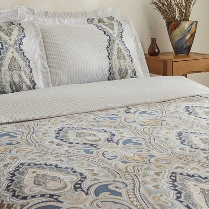 Karaca Home Lemy 100% Cotton Satin Double Duvet Cover Set - Blue, 8680214391488