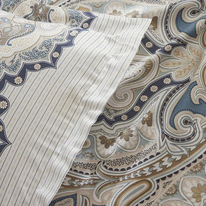 Karaca Home Lemy 100% Cotton Satin Double Duvet Cover Set - Blue, 8680214391488