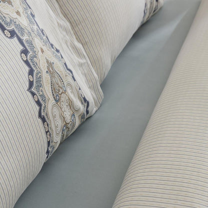 Karaca Home Lemy 100% Cotton Satin Double Duvet Cover Set - Blue, 8680214391488