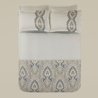 Karaca Home Lemy 100% Cotton Satin Double Duvet Cover Set - Blue, 8680214391488