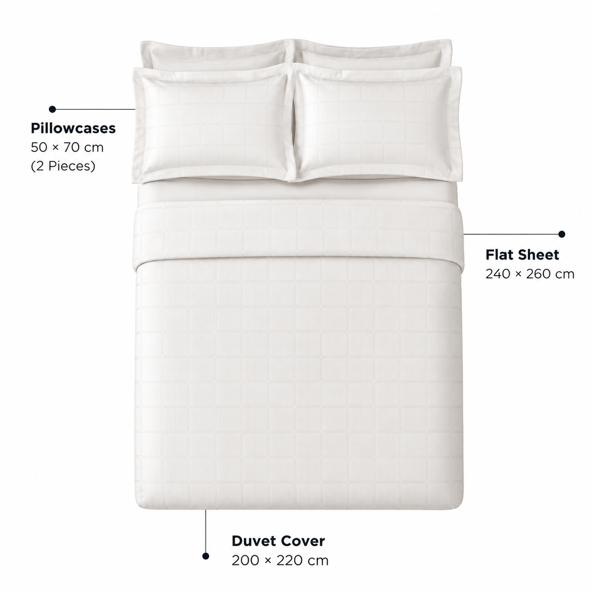 Karaca Home Royale 100% Cotton & Lyocell Double Duvet Cover Set 200 × 220 cm – White, 8680214392188