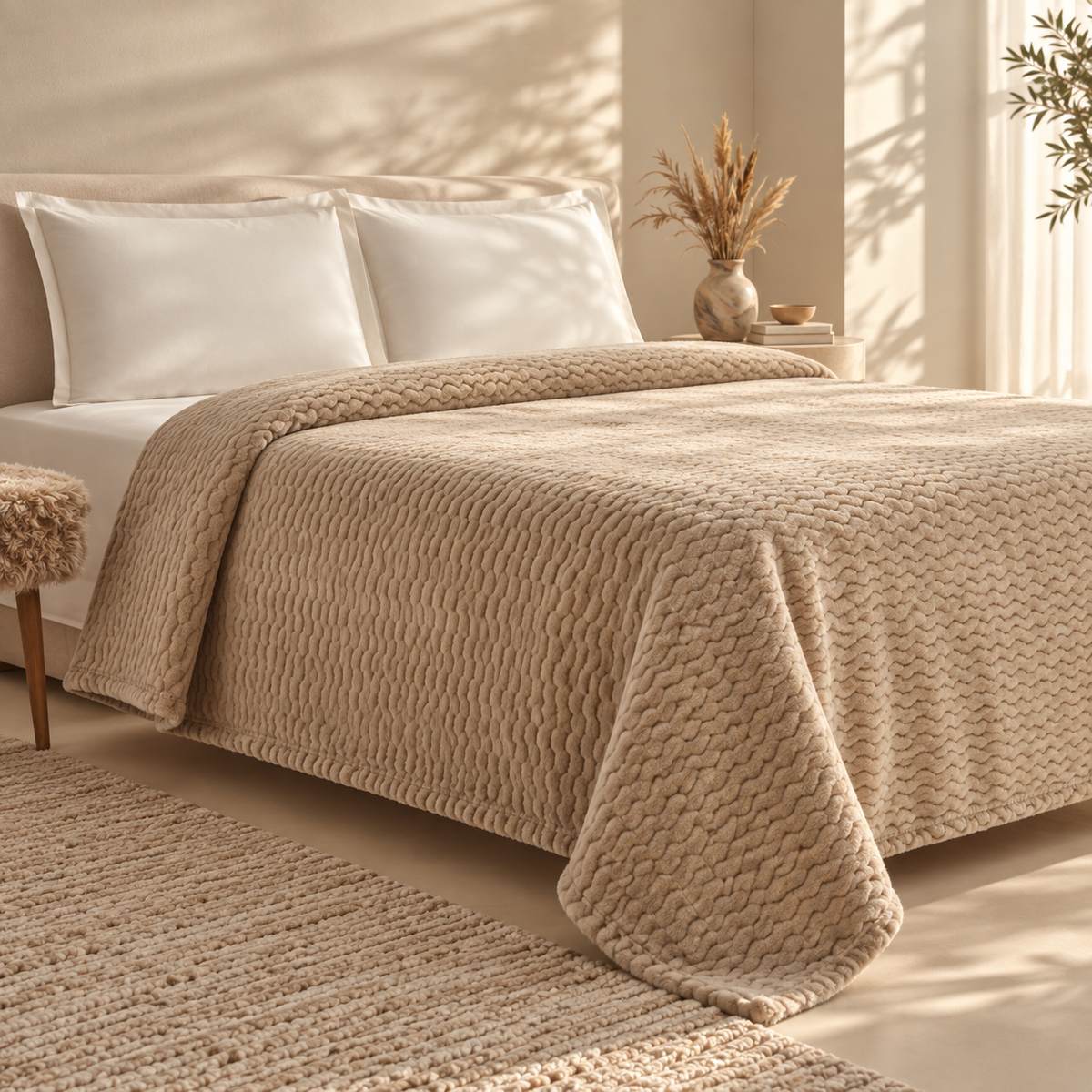 Karaca Home Raunda Double Wellsoft Blanket 200 × 220 cm – Ecru, 8680214392867
