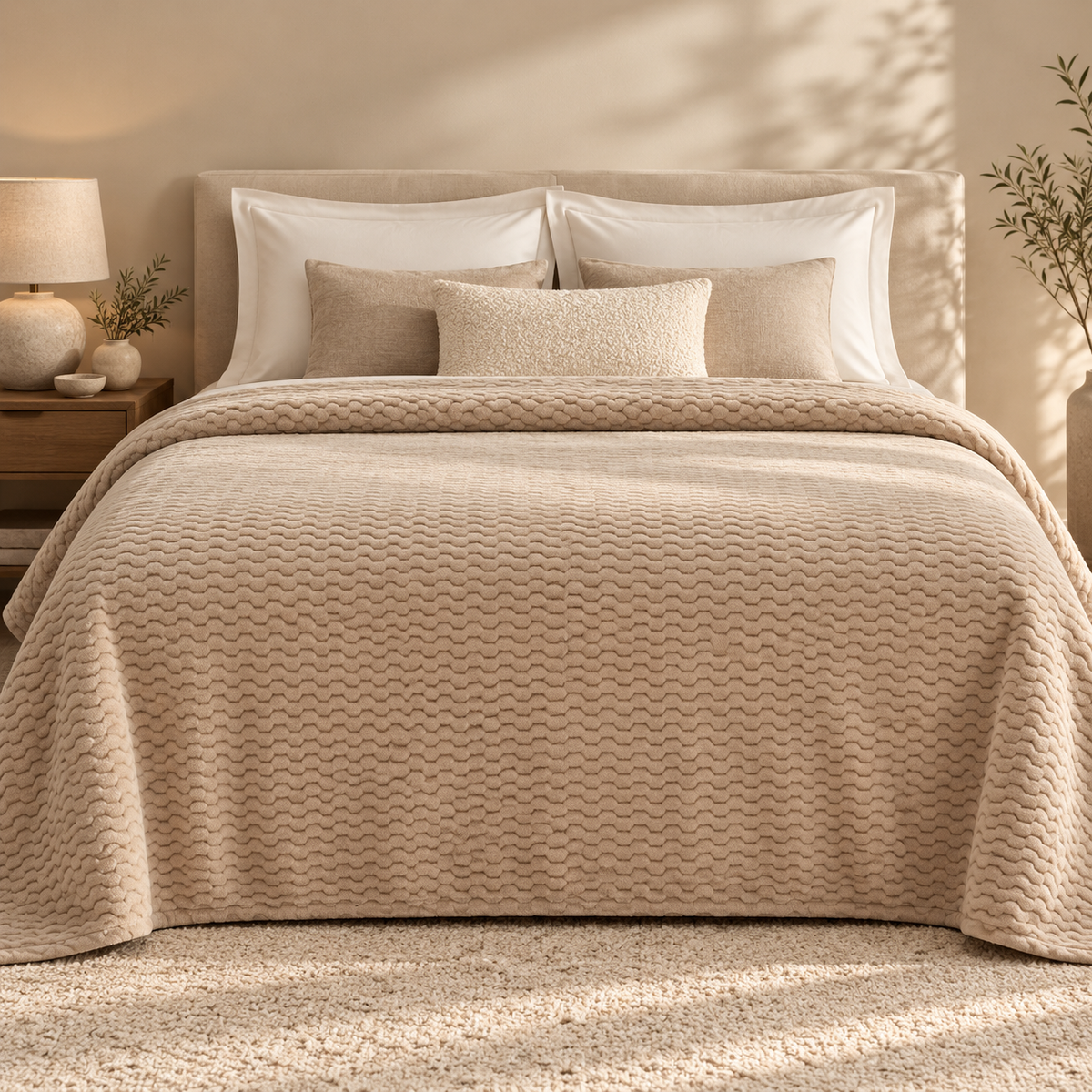 Karaca Home Raunda Double Wellsoft Blanket 200 × 220 cm – Ecru, 8680214392867