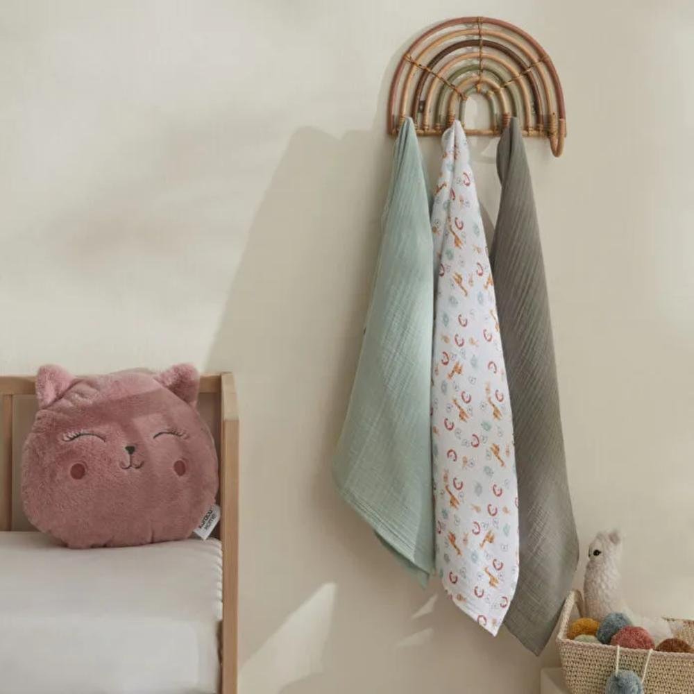 Karaca Home Jungle 100% Cotton Baby Muslin Set 65 ? 65 cm ? Set of 3, 8680214393185