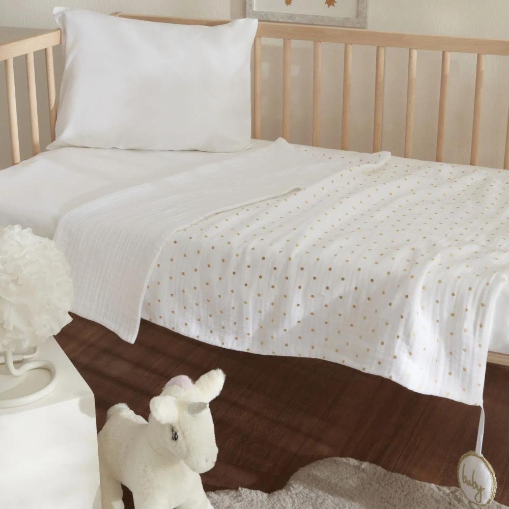 Karaca Home Bonbon Muslin Baby Blanket 70 ? 100 cm ? White, 8680214393277