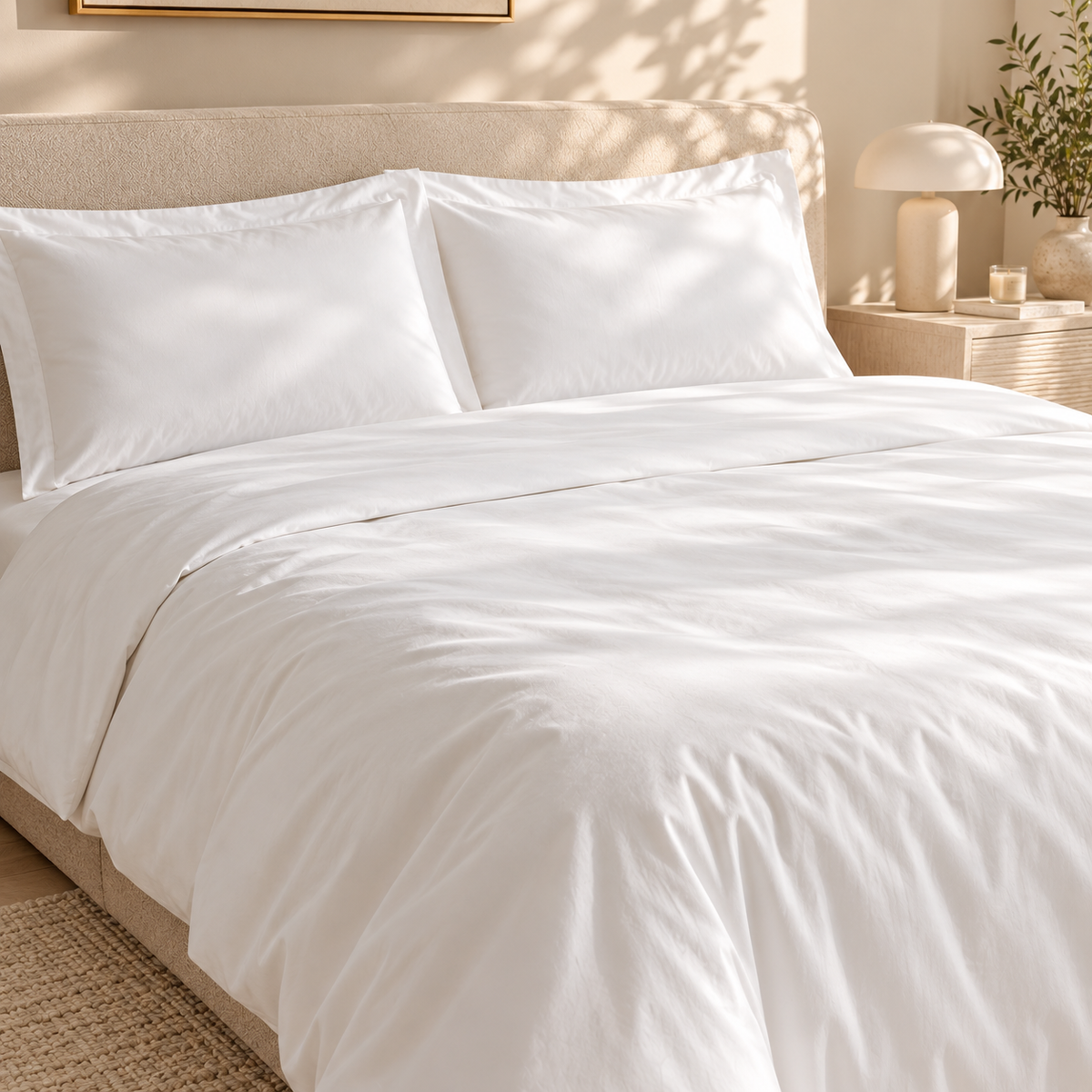 Karaca Home Jemma Cotton Satin Double Duvet Cover Set 200 × 220 cm – White, 8680214397343