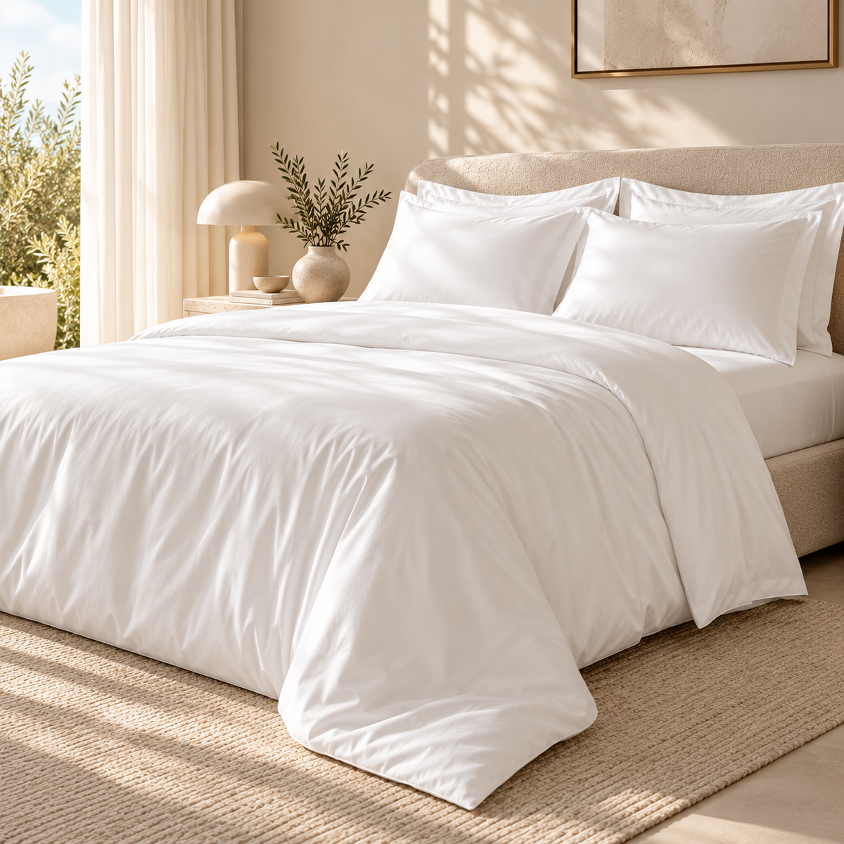 Karaca Home Jemma Cotton Satin Double Duvet Cover Set 200 × 220 cm – White, 8680214397343