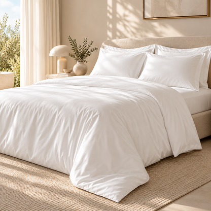 Karaca Home Jemma Cotton Satin Double Duvet Cover Set 200 × 220 cm – White, 8680214397343