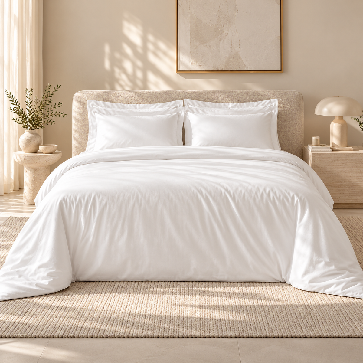 Karaca Home Jemma Cotton Satin Double Duvet Cover Set 200 × 220 cm – White, 8680214397343