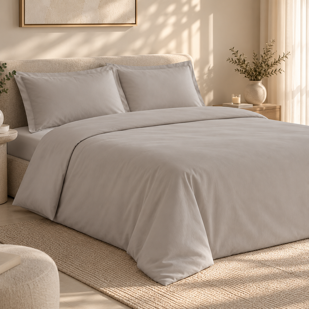 Karaca Home Jemma Cotton Satin Double Duvet Cover Set 200 × 220 cm – Grey, 8680214397367