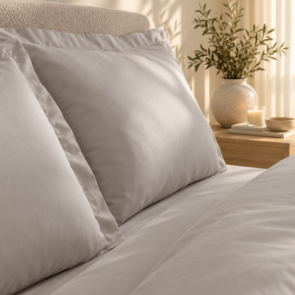 Karaca Home Jemma Cotton Satin Double Duvet Cover Set 200 × 220 cm – Grey, 8680214397367