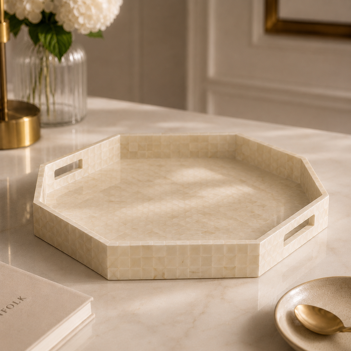 Karaca Home Carrie Hexagonal Decorative Tray 37 x 37 cm, 8680214399644