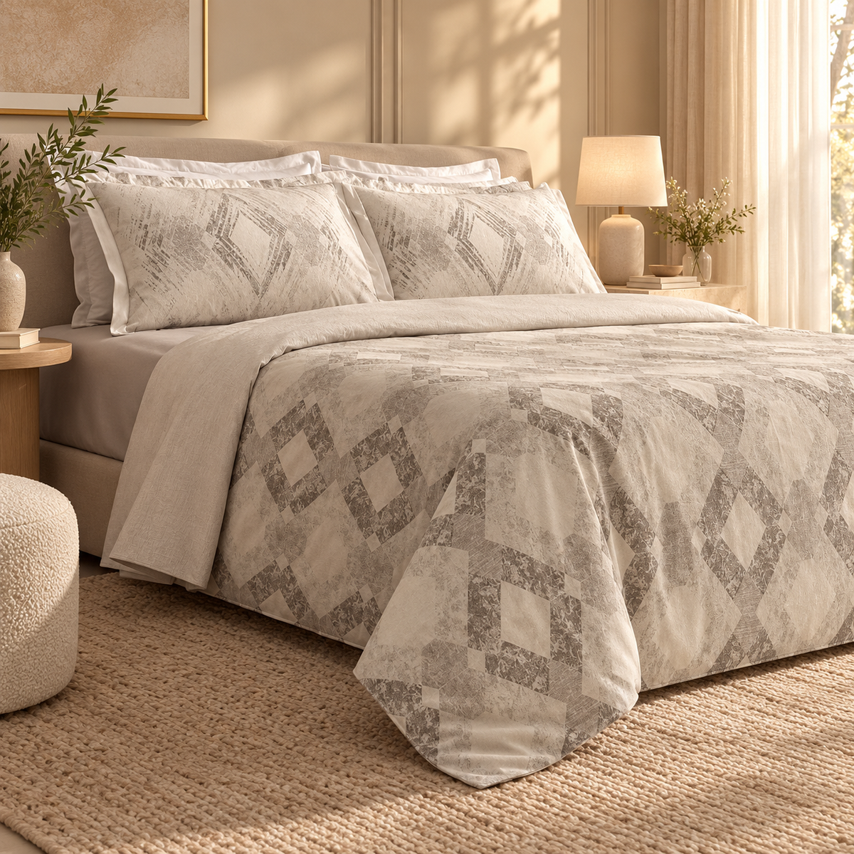 Karaca Home Chain 100% Cotton Double Satin Duvet Cover Set 200 x 220 cm, 8680214402382