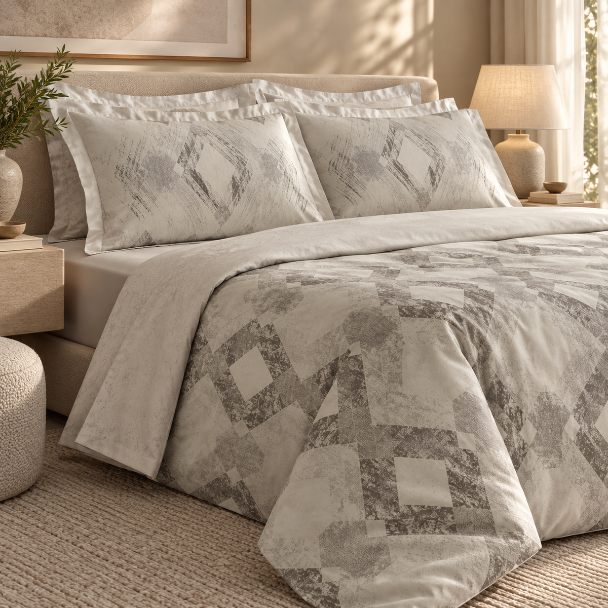 Karaca Home Chain 100% Cotton Double Satin Duvet Cover Set 200 x 220 cm, 8680214402382
