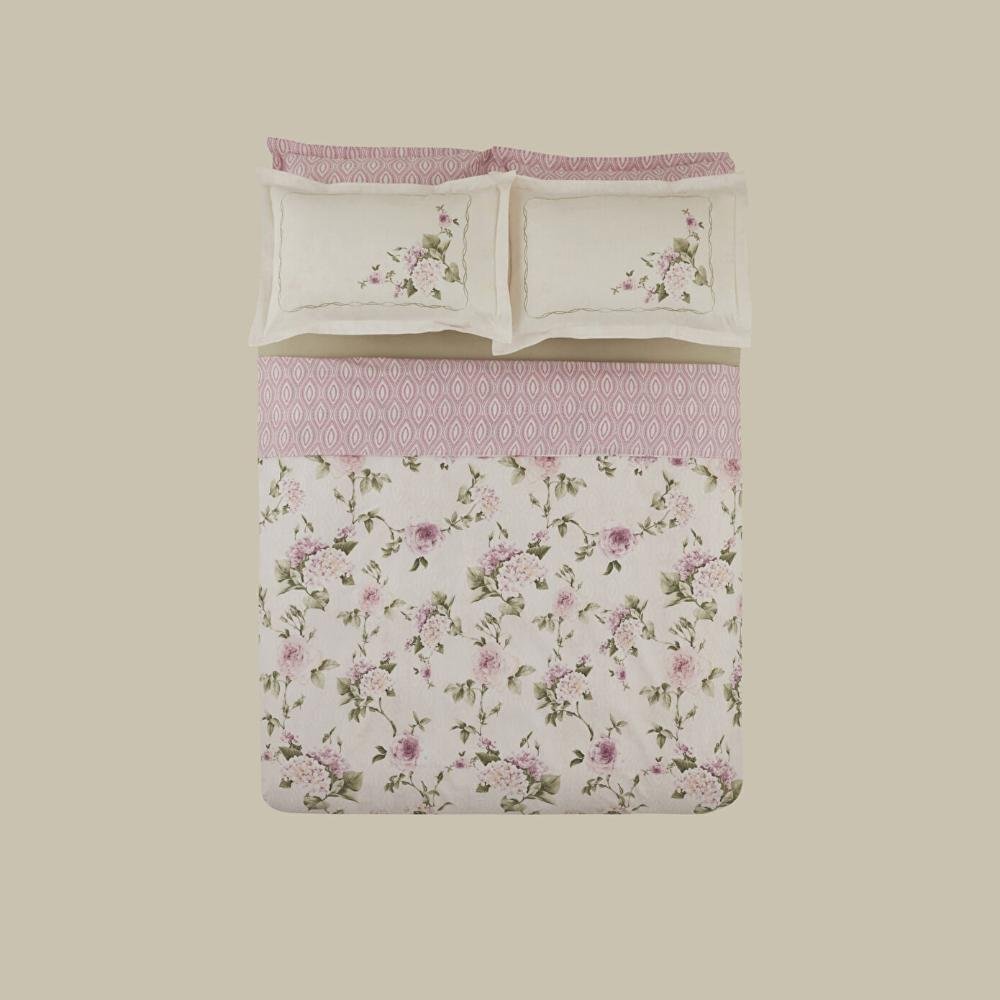 Karaca Home Rosales Double Duvet Cover Set ? 100% Cotton Floral Satin Elegance, 8680214402399