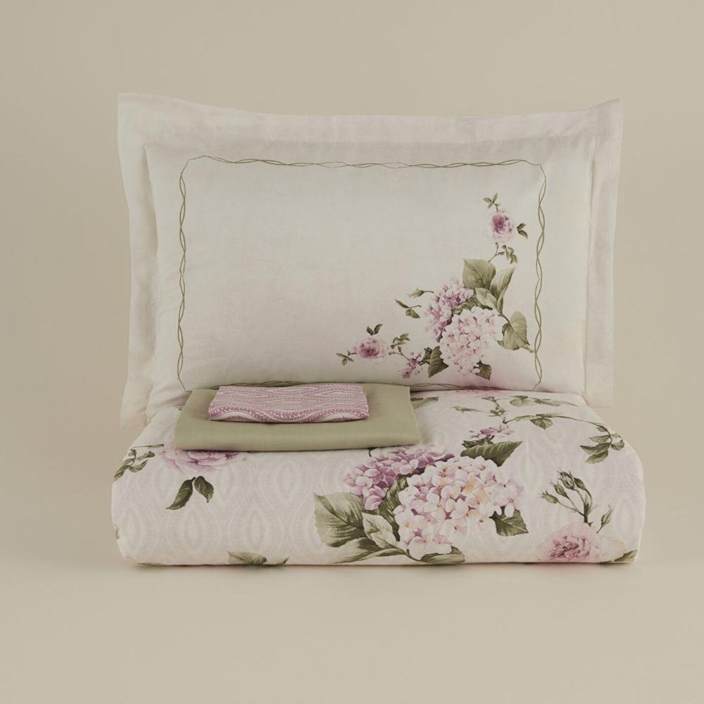 Karaca Home Rosales Double Duvet Cover Set ? 100% Cotton Floral Satin Elegance, 8680214402399