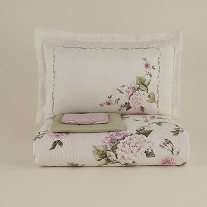Karaca Home Rosales Double Duvet Cover Set ? 100% Cotton Floral Satin Elegance, 8680214402399