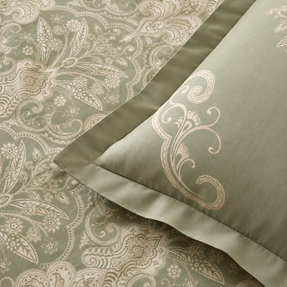 Karaca Home Holly 80 Thread Count 100% Cotton Satin Double Duvet Cover Set 200 × 220 cm – Mint, 8680214409992