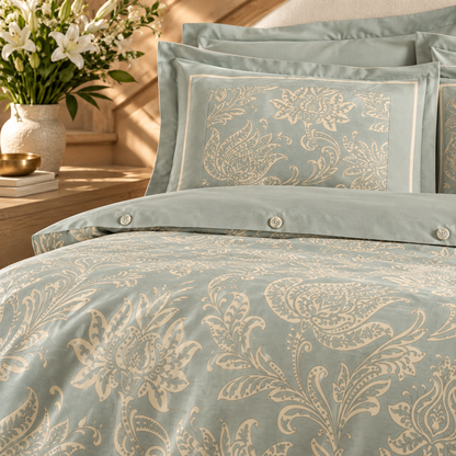 Karaca Home Owen 80 Thread Count 100% Cotton Satin Double Duvet Cover Set 200 × 220 cm – Light Blue, 8680214410004