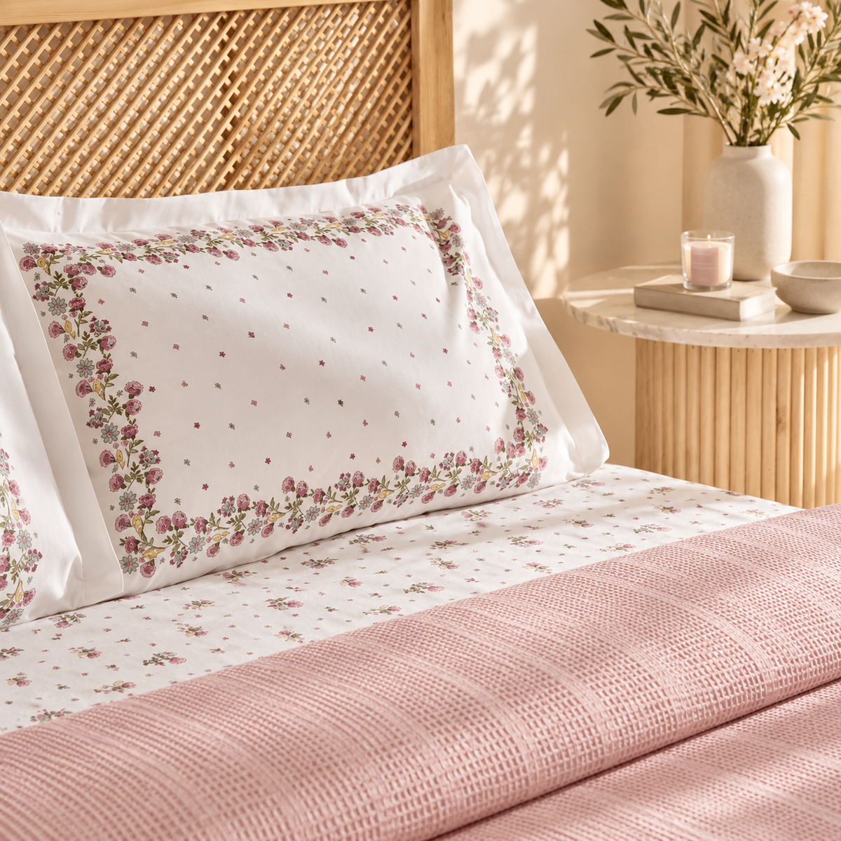 Karaca Home Roshell 100% Cotton Single Pike Set – Powder Pink, 8680214410233