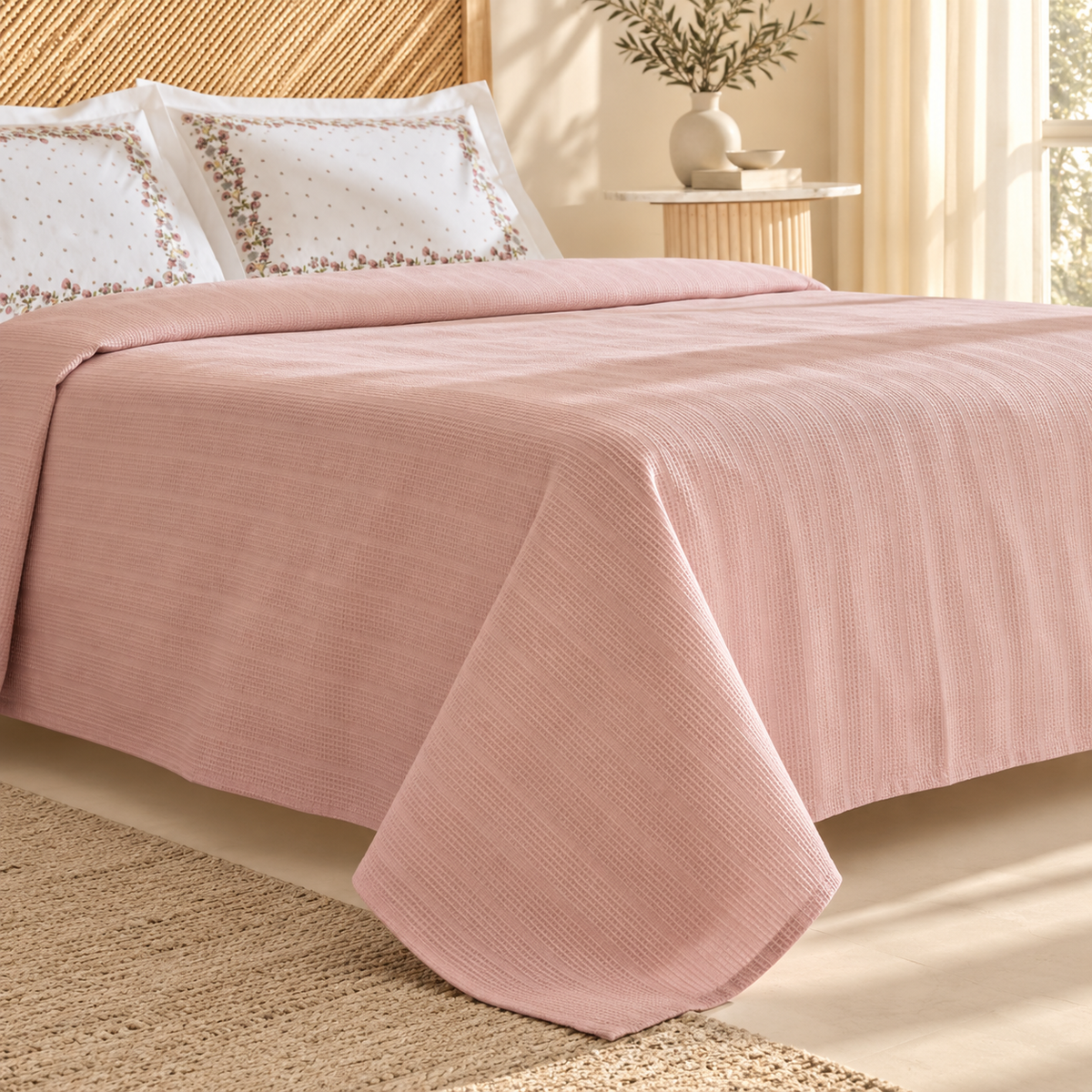 Karaca Home Roshell 100% Cotton Single Pike Set – Powder Pink, 8680214410233