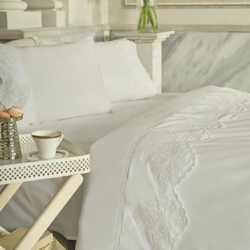 Karaca Home Chole 100% Cotton Double Duvet Cover Set 200x220 cm - White, 8680214410691