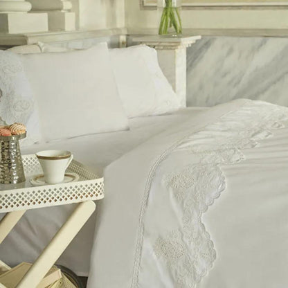 Karaca Home Chole 100% Cotton Double Duvet Cover Set 200x220 cm - White, 8680214410691