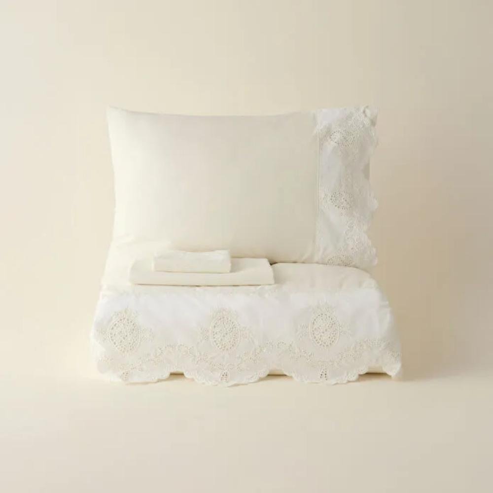 Karaca Home Chole 100% Cotton Double Duvet Cover Set 200x220 cm - White, 8680214410691