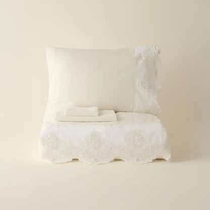 Karaca Home Chole 100% Cotton Double Duvet Cover Set 200x220 cm - White, 8680214410691