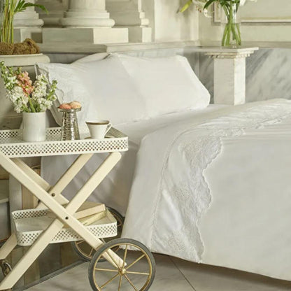 Karaca Home Chole 100% Cotton Double Duvet Cover Set 200x220 cm - White, 8680214410691