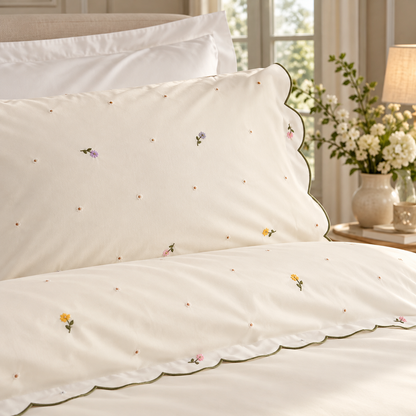 Karaca Home Brodeli Nellie Embroidered 100% Cotton Double Duvet Cover Set 200 x 220 cm, 8680214410752