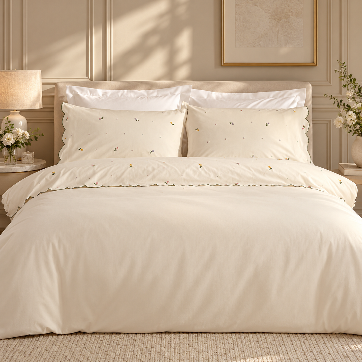 Karaca Home Brodeli Nellie Embroidered 100% Cotton Double Duvet Cover Set 200 x 220 cm, 8680214410752