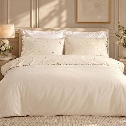 Karaca Home Brodeli Nellie Embroidered 100% Cotton Double Duvet Cover Set 200 x 220 cm, 8680214410752