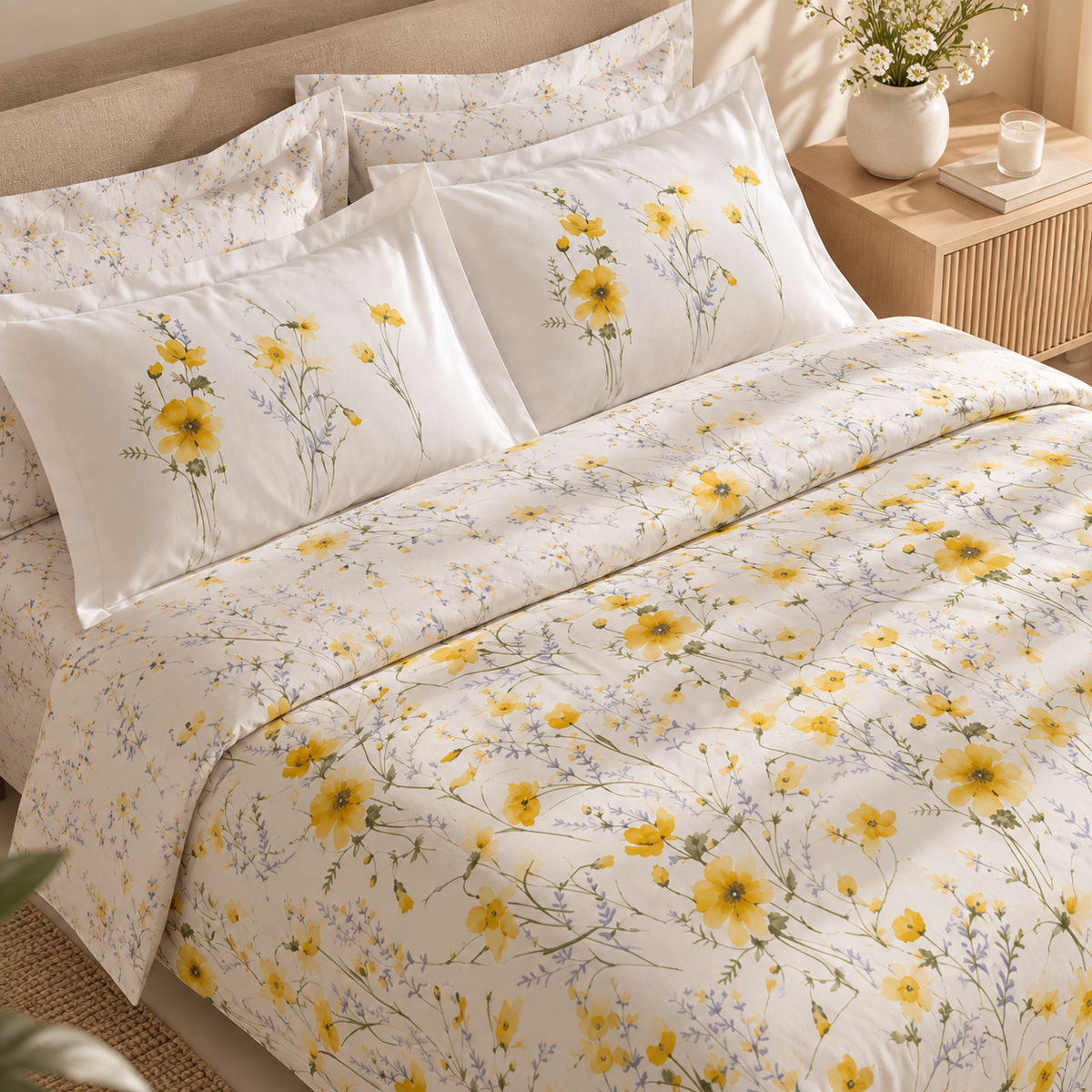 Karaca Home Rosella 100% Cotton Single Duvet Cover Set 160 × 220 cm – Yellow, 8680214416099